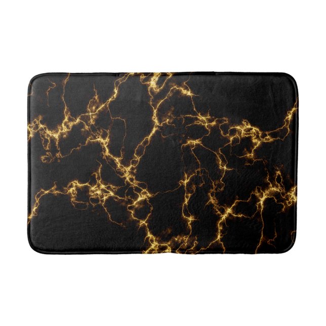 Elegant Marble style3 - Black Gold Bath Mat (Front)