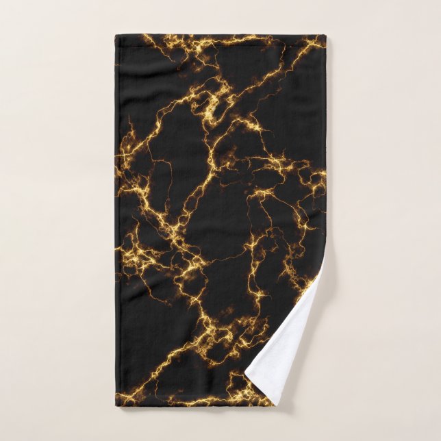 Elegant Marble style3 - Black Gold Hand Towel (Hand Towel)
