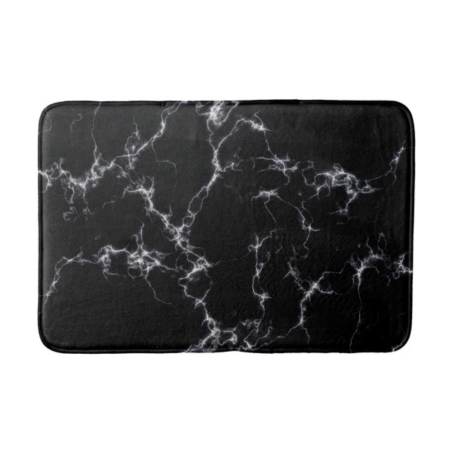 Elegant Marble style4 - Black and White Bath Mat (Front)