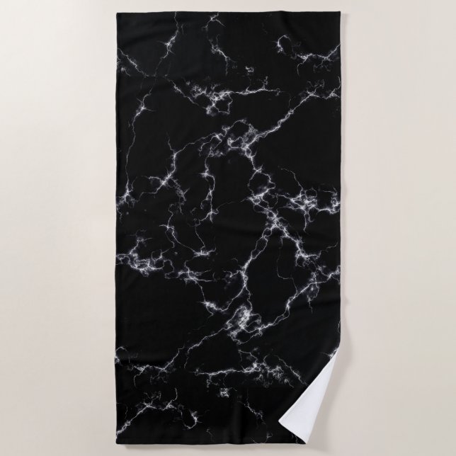 Elegant Marble style4 - Black and White Beach Towel (Front)