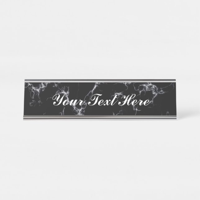 Elegant Marble style4 - Black and White Desk Name Plate (Front)