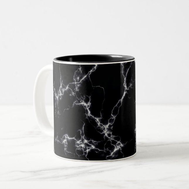 Elegant Marble style4 - Black and White Two-Tone Coffee Mug (Front Left)