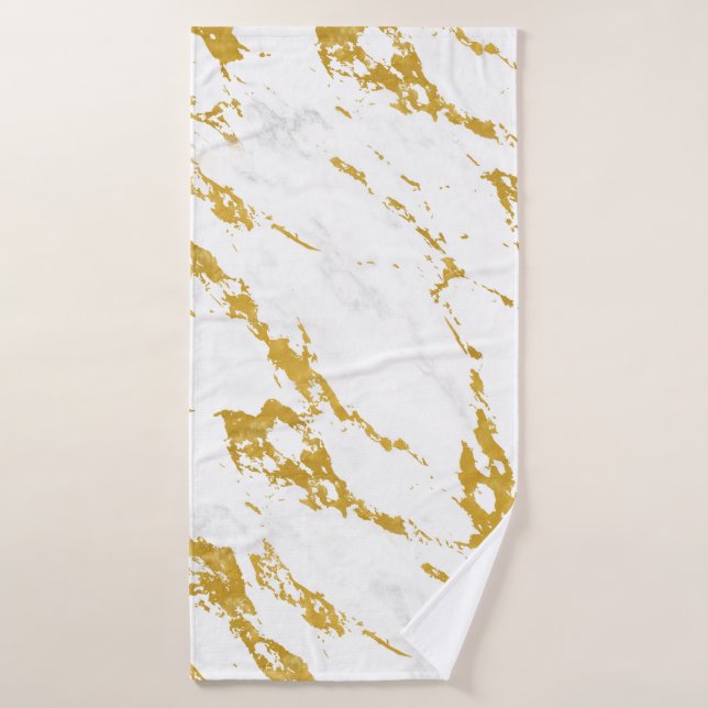 Elegant Marble style6 - Gold and White Bath Towel (Bath Towel)
