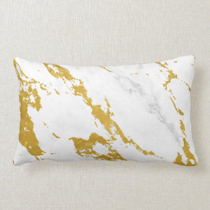 Elegant Marble style6 - Gold and White Lumbar Pillow