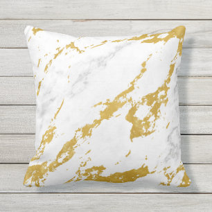Elegant Marble style6 - Gold and White Outdoor Pillow