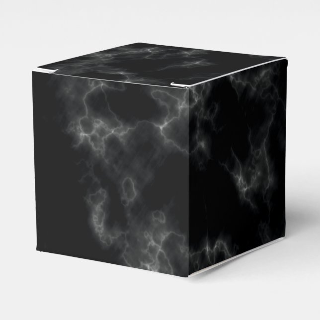 Elegant Marble style - black Favor Box (Front Side)
