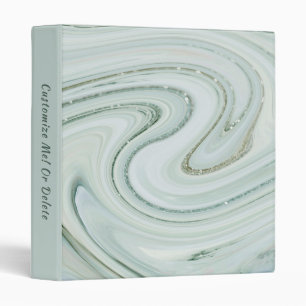 Elegant Marble Swirl Silver Glitter Sparkle Glam Binder