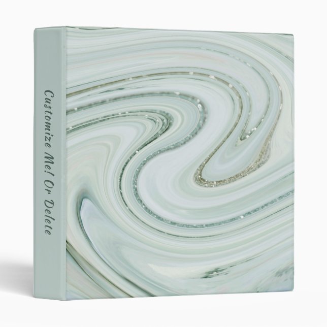 Elegant Marble Swirl Silver Glitter Sparkle Glam Binder (Front/Spine)