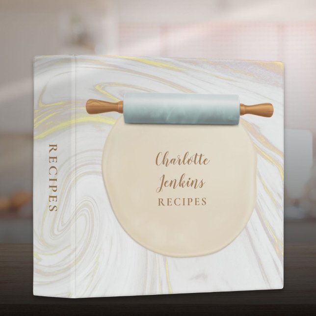 Elegant Marble Swirls Rolling Pin Recipe Binder (Elegant Marble Swirls Rolling Pin Recipe 3 Ring Binder)