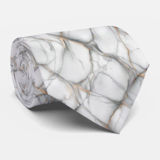 Elegant Marble Vein Pattern Tie (Rolled)