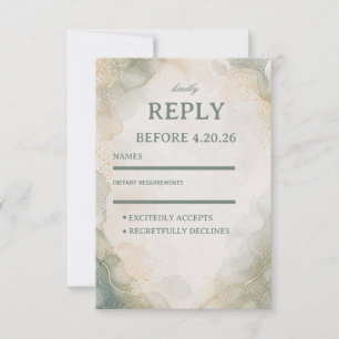 Elegant Marble Watercolor RSVP Card