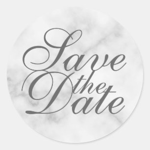 Elegant Marble Wedding Save the Date Classic Round Sticker