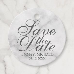 Elegant Marble Wedding Save the Date Favour Tags