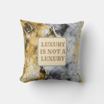 Elegant Marbled Gold and Grey Throw Pillow