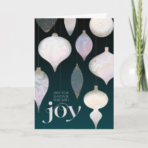 Elegant Marbled Ornaments Joy Greeting Card