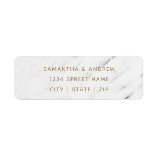 Élégant Marbre blanc et Mariage Gold Adresse de re (Devant)