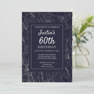 Elégant marbre bleu 60e anniversaire Invitation