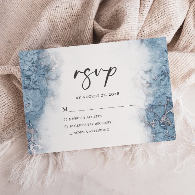 Elégant marbre bleu argenté RSVP (Créateur téléchargé)