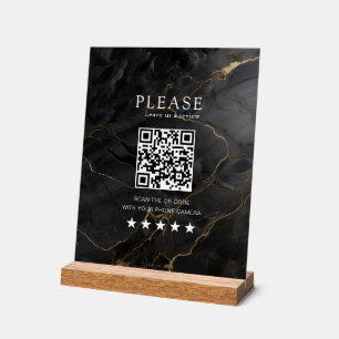 Élégant, Marbre-Noir-Or, Salon, QR-Code Review