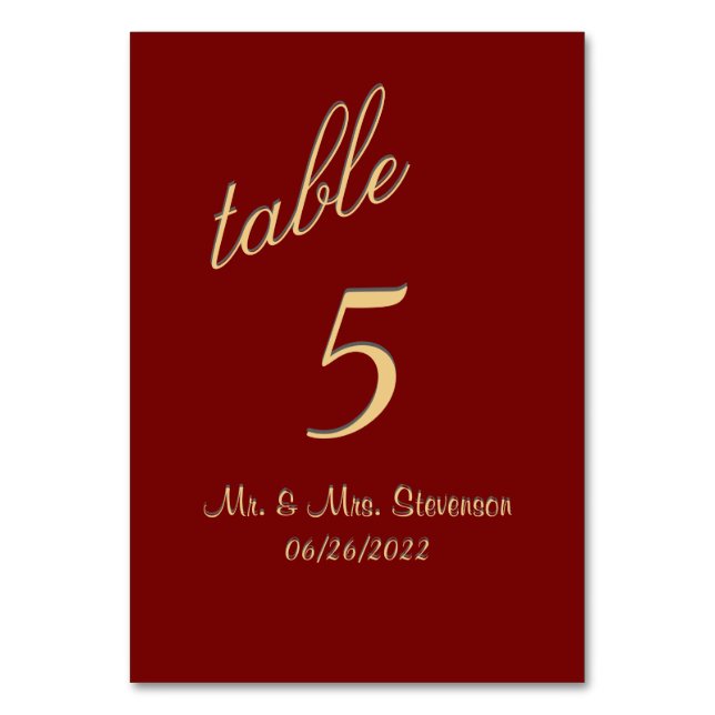 Elegant Marcella  Table Number (Front)