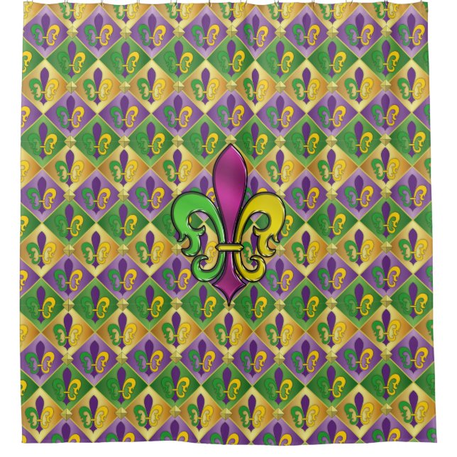 Elegant Mardi Gras Fleur De Lis Design Shower Curt (Front)