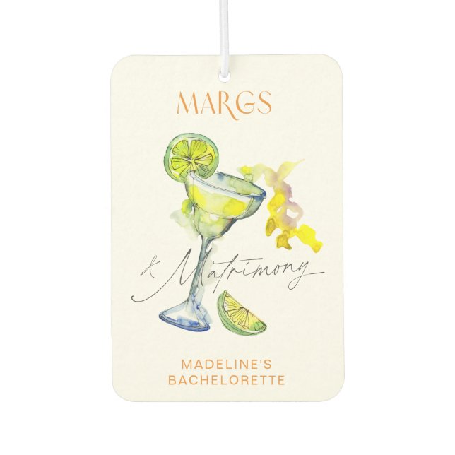 Elegant Margs & Matrimony Bachelorette Weekend Air Freshener (Front)