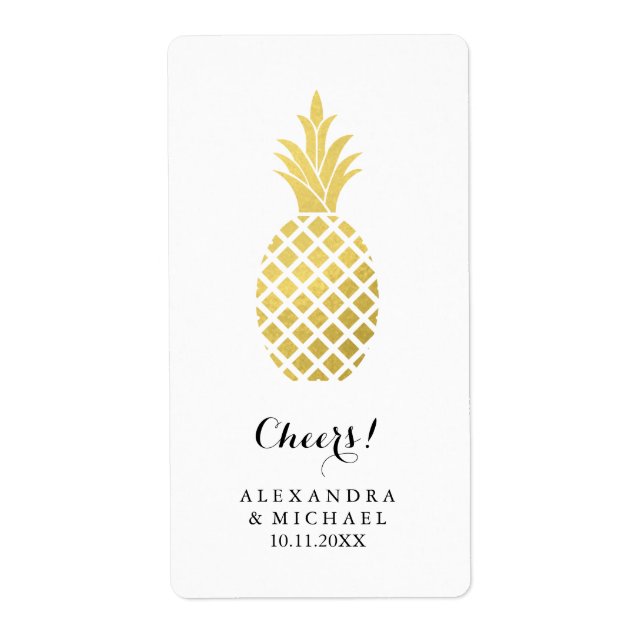 Élégant Mariage à vin d'ananas Étiquette (Devant)
