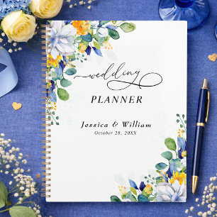 Élégant mariage aquarelle florale jaune et bleu