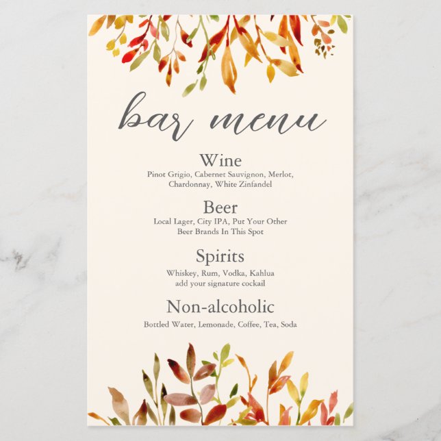 Élégant Mariage Automne personnalisé Feuilles d'au (Devant)