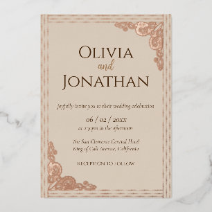 Elégant Mariage Beige Classy Invitation