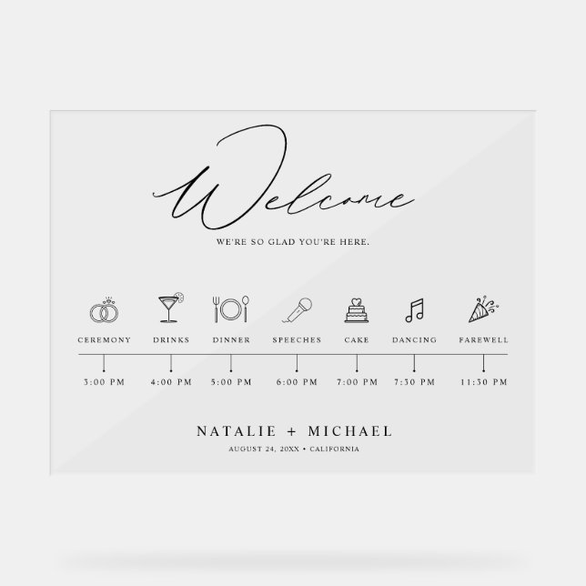 Élégant mariage Bienvenue signature acrylique avec (Recto)