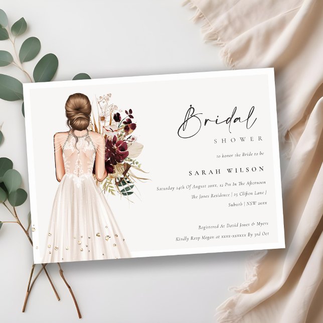 Élégant Mariage blanc Gown Invitation Fête des mar (Créateur téléchargé)