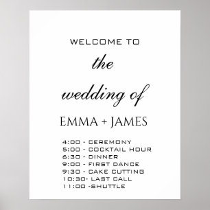 Élégant Mariage Blanc Ordre des événements Poster