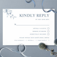 Elégant Mariage bleu blanc avec/sans repas RSVP