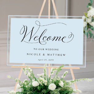 Élégant Mariage bleu Dusty Welcome Acrylique