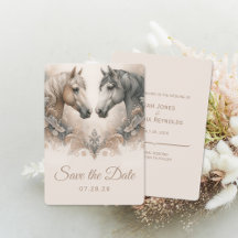 Élégant Mariage Cheval Enregistrer La Carte Date