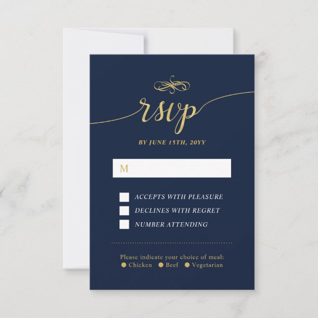 Elégant Mariage classique RSVP Insérer carte (Devant)