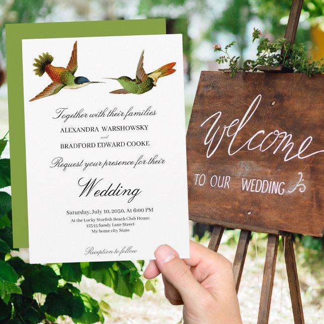 Elégant mariage Colibri faire-part de mariage Grn (Créateur téléchargé)