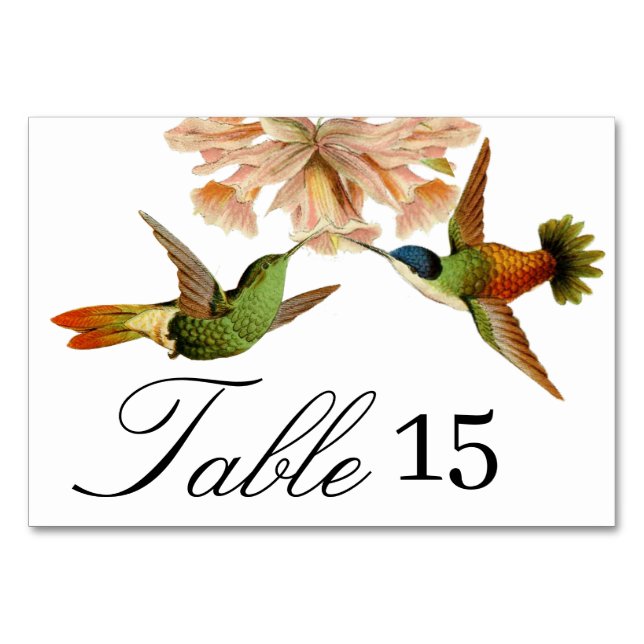 Élégant Mariage Colibri Numéro de table (Devant)