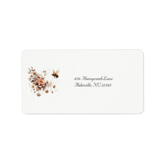 Elégant Mariage d'abeille et de fleurs Étiquette d