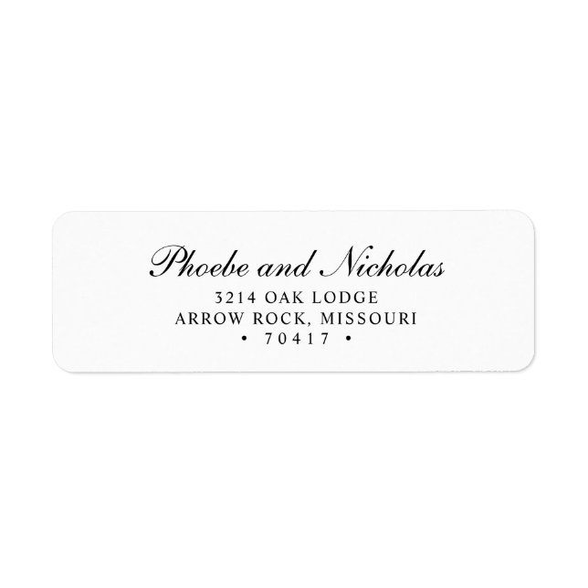 Élégant Mariage d'adresse de retour noir et blanc (Devant)