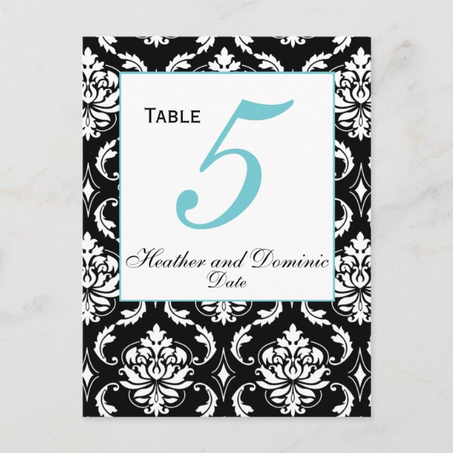Elegant Mariage damassé Numéro de table Carte 3 (Devant)