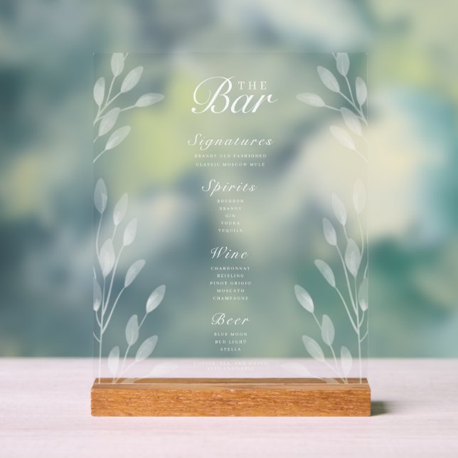 Élégant Mariage de barre menu Signal acrylique (Neutre)