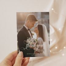Élégant Mariage de calligraphie photo Merci