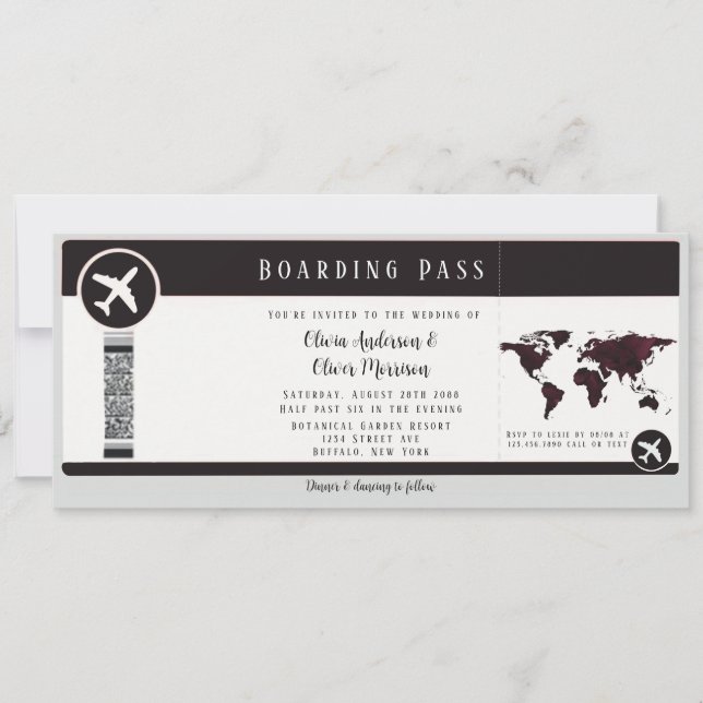 Élégant Mariage de carte d'embarquement de la Bour (Devant)