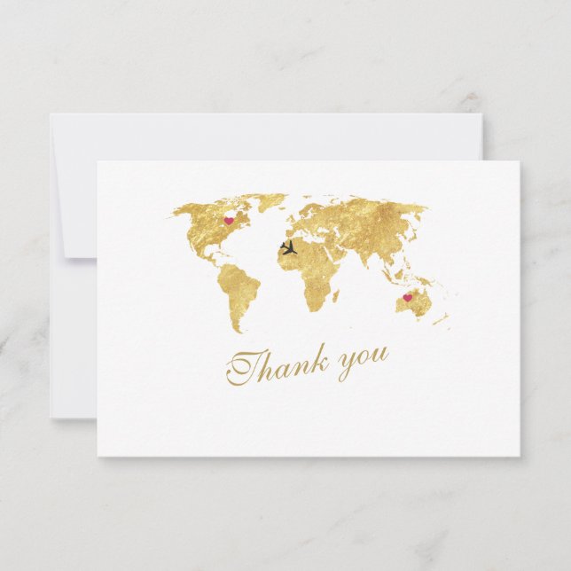 Élégant Mariage de la carte du monde Destination G (Devant)