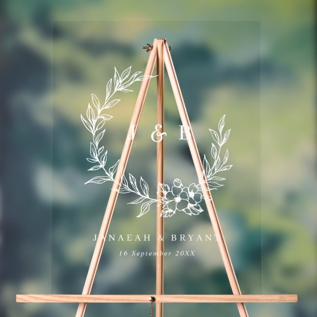 Élégant Mariage de monogramme de couronne florale (Neutre)