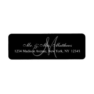 Élégant Mariage de monogramme gris-noir