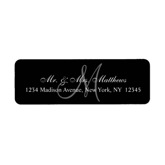 Élégant Mariage de monogramme gris-noir (Devant)