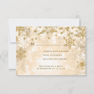 Élégant Mariage de Noël RSVP Sparkle Gold
